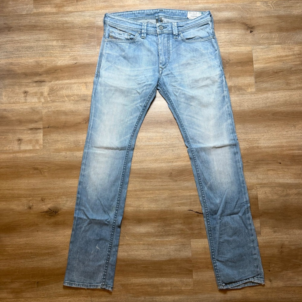Diesel Thanaz Jeans Mens 29x32 Light Wash Slim Stretch Denim 008KW Made in Italy
